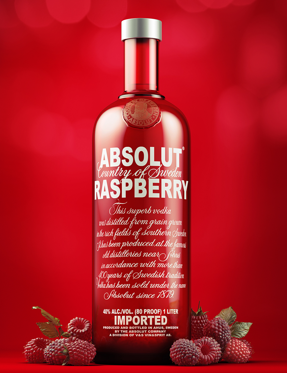 Absolute Raspberry Vodka, 1000ml