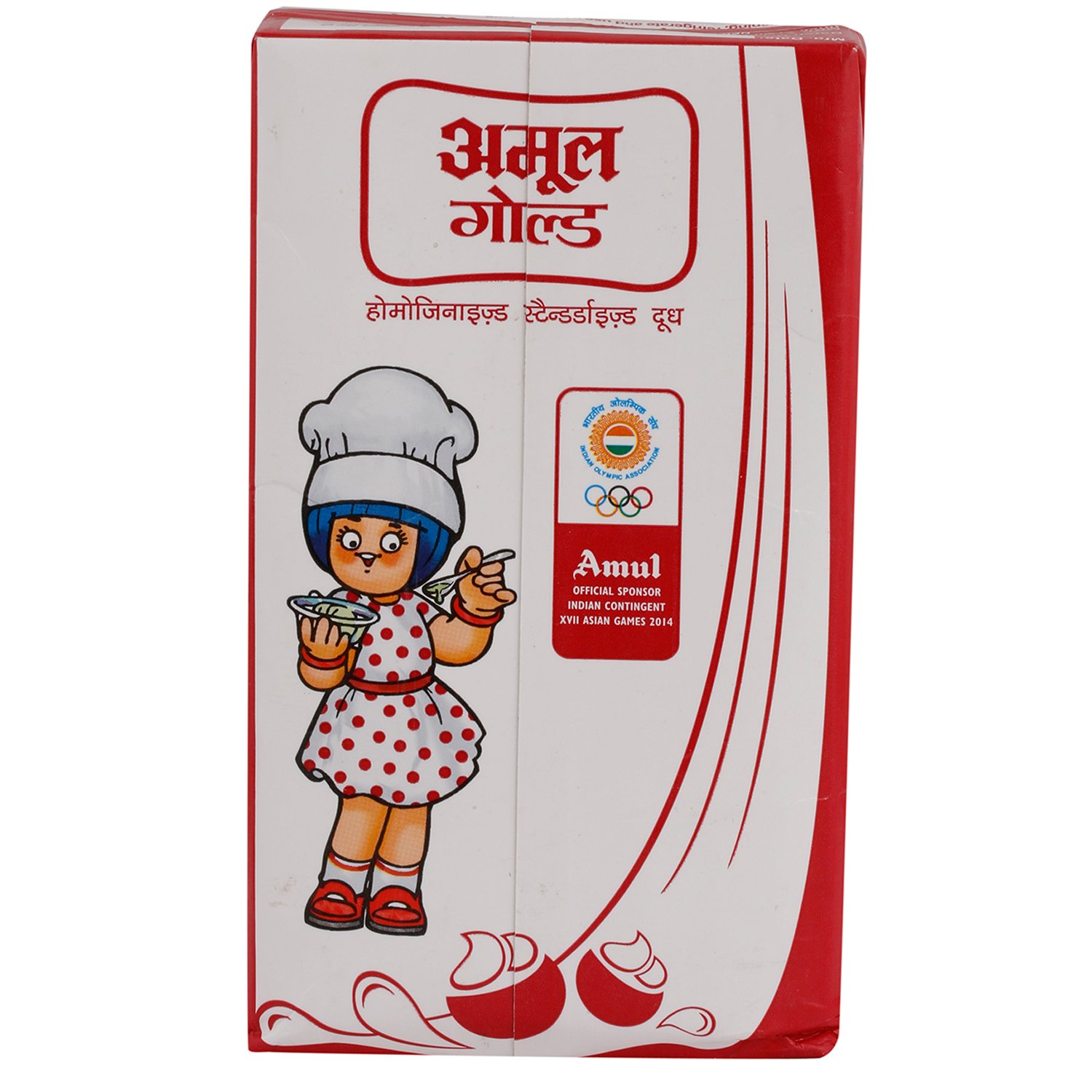 Amul Gold Milk, Homogenised Standardised, 1ltr x 12pcs @ Nu. 67/-