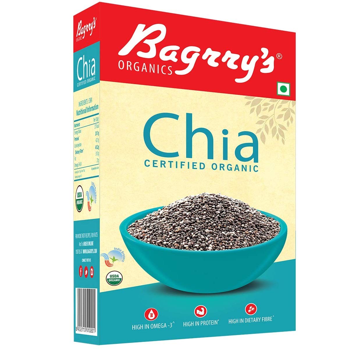 Bagrrys Organic Chia, 150gm x 30pcs @ Nu. 290