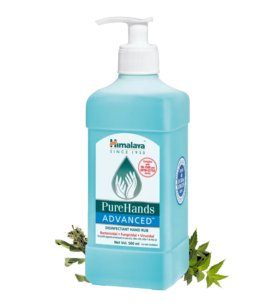 Himalaya Pure hands Advanced Disinfectant Hand Sanitizer 80% Alcohol W/W, 500ml | 2 Pack