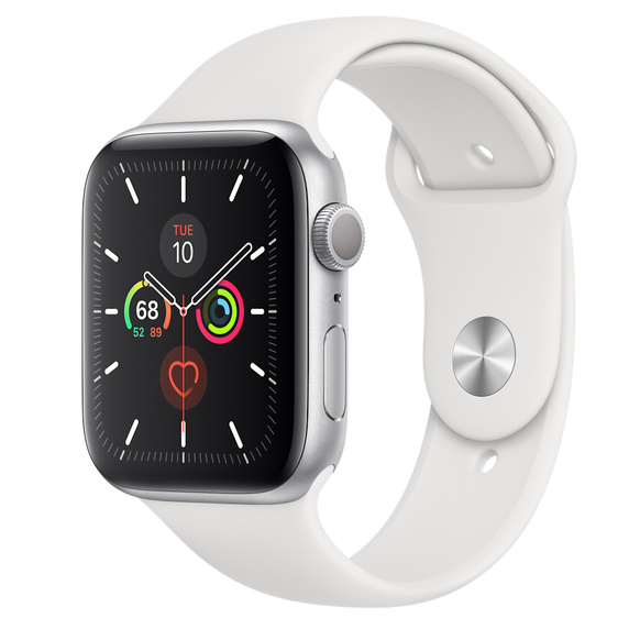 Apple Watch Series 5 (GPS, 44mm) - Silver Aluminum Case with White Sport Band