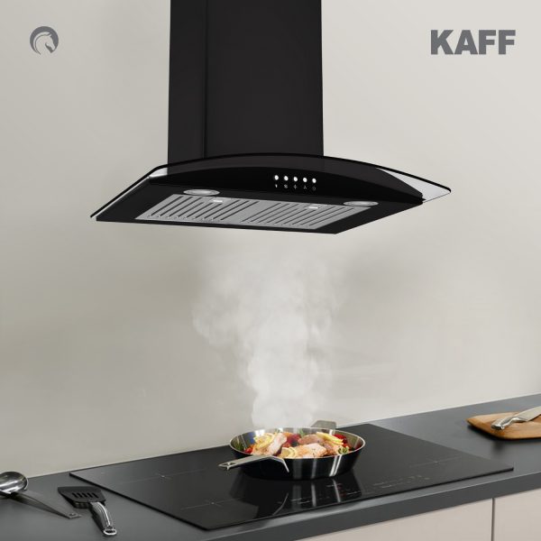 Kaff Chimney - FIM BF MX 60 BLK | Matt Black Finish | Curved Tempered Glass