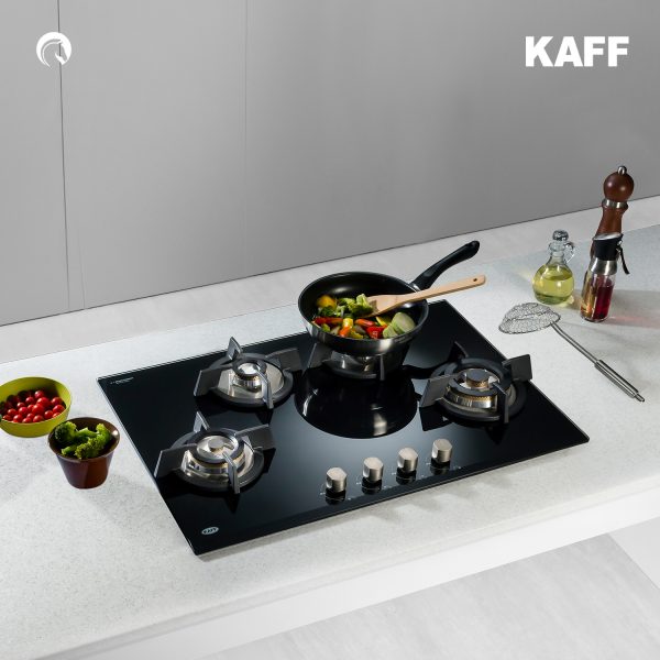 Kaff Burner - KH 78 BR 47 | Powerful Brass Burners | Auto Ignition | Cast Iron Grills | Metal Knobs | Built in Hob