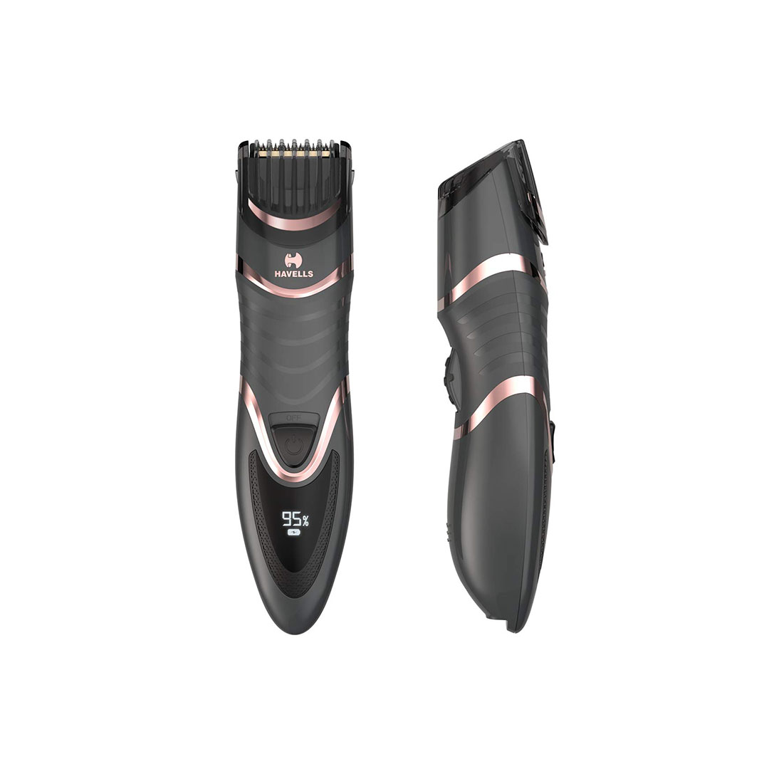 Havells BT9010 Digital Display Beard & Moustache Trimmer + Hair Clipper. Fast Charge allows 30 + trims, 19 Built-in Precise Lengths (Rose Gold)