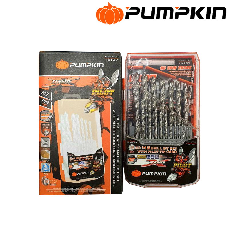 Pumpkin 19pcs/set Xtreme M2 Drill Bit Set with Pilot Tip (mm) PTT-M2/19M | 16137