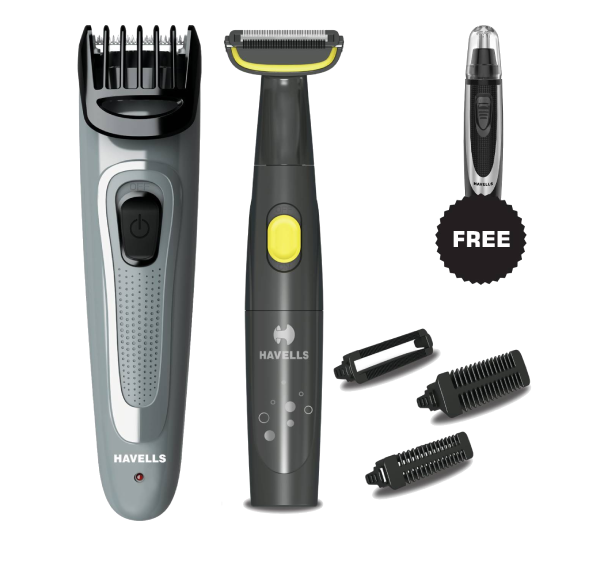 Havells - 3 IN 1 Men's Grooming Kit - Beard Trimmer - Body Groomer - Nose Hair Trimmer - GS6555