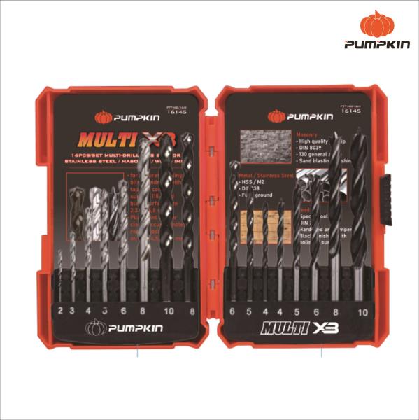 Pumpkin 16145 16PCS Multi-Drill Bits Set For Metal/Mansory/Wood