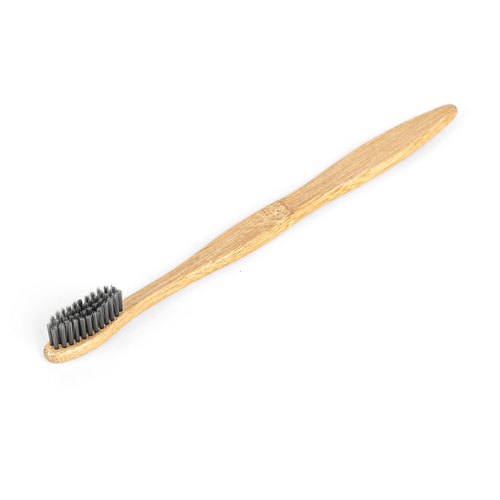 Biodegradable Bamboo Toothbrush Charcoal S-Curve Handle - Black