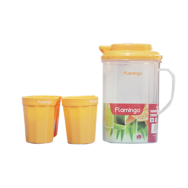 FLAMINGO - Water Jug & Cups Set FL5913BR (Yellow) 1.6L