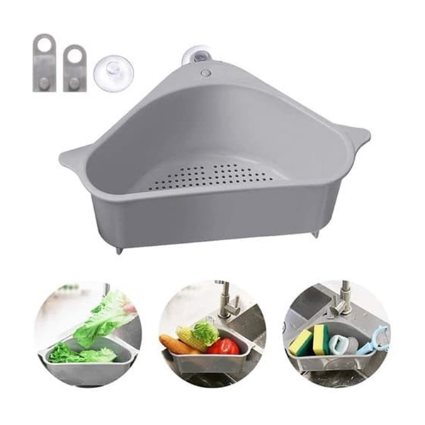 Multipurpose Kitchen Sink Corner Strainer Basket | Vegetable Waste Strainer | Basket Sink Waste Holder | Soap & Scrub Holder in Bath-Tub