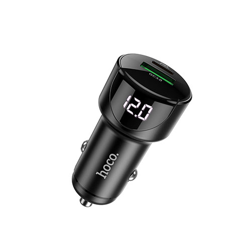 Hoco Car charger “Z42 Light Road” PD20W + QC3.0 | Black & Metal Grey