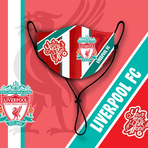Premiere League Clubs Mask with Neck Strap, Washable Face Mask With Neck Strap, Premier League Clubs Mask | Liverpool Washable Mask