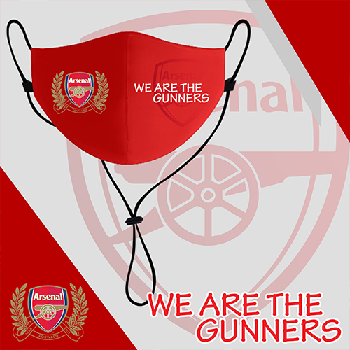 Premiere League Clubs Mask with Neck Strap, Washable Face Mask With Neck Strap, Premier League Clubs Mask | Arsenal Washable Mask
