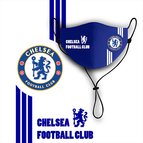 Premiere League Clubs Mask with Neck Strap, Washable Face Mask With Neck Strap, Premier League Clubs Mask | Chelsea Washable Mask