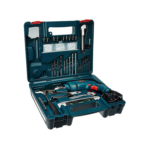 Bosch GSB 500W 10 RE Professional Corded-Electric Drill Tool Kit, MS & Plastic (Set of 100 Tools), 1 - 10 mm Chuck Capacity