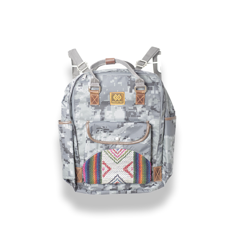 Thuktro Bag Pack Pro| Multi-Pocket and Tough for Multipurpose Activies | White Camouflage Print - Ka