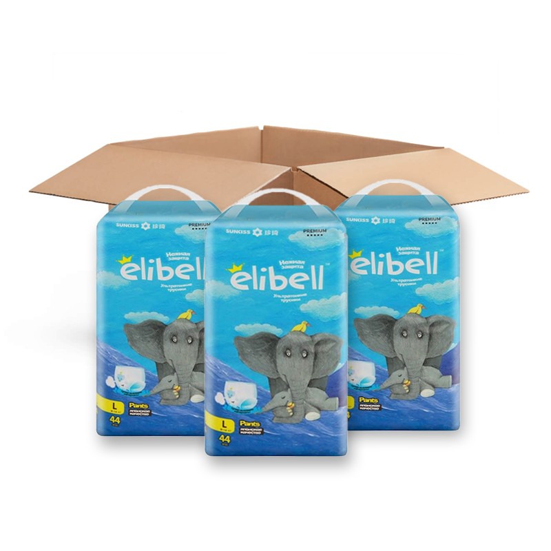 Elibell Baby Diaper Pants, 44 Pcs | Size: L (9~14Kg)  Pack of Three & Get Nu. 100 Off | Free Delivery In Thimphu