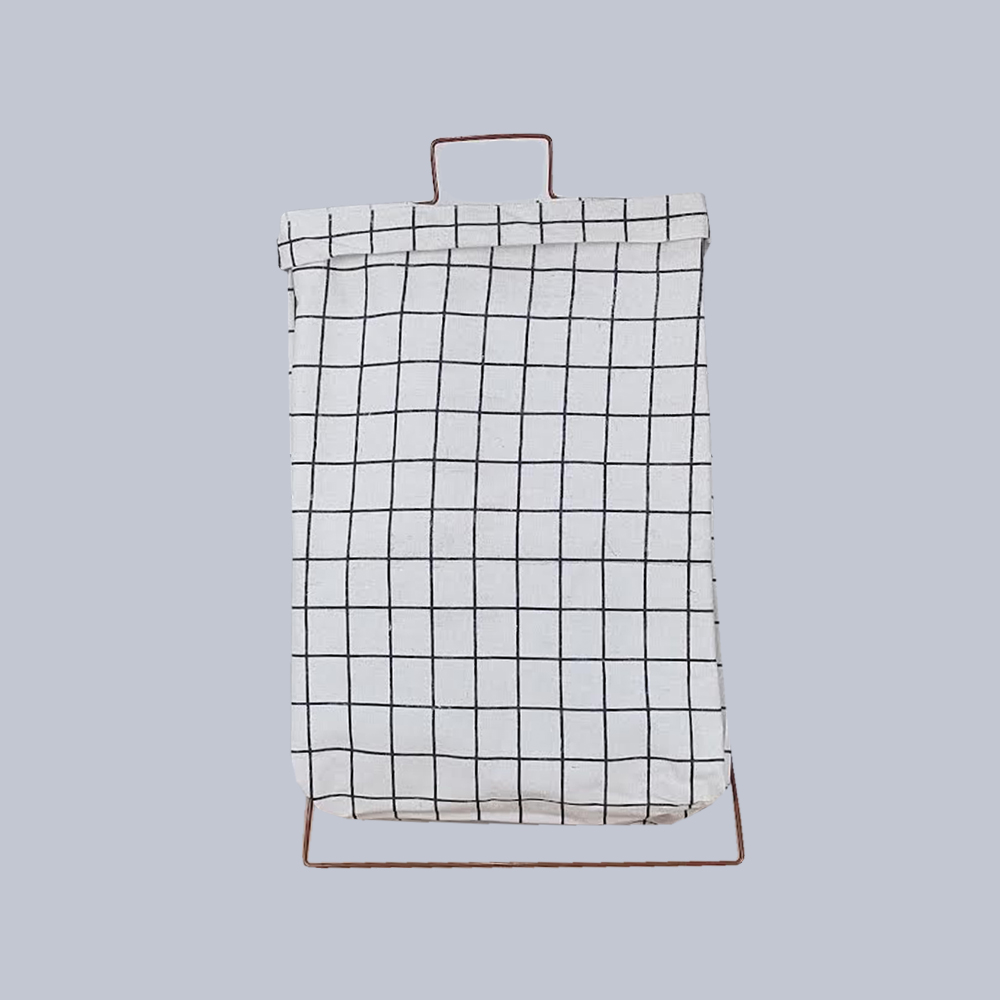 Laundry Basket Foldable and Portable | Light weight and of Tough Material as Fabric | 16 x 11 Inches | Pattern: Box Lined