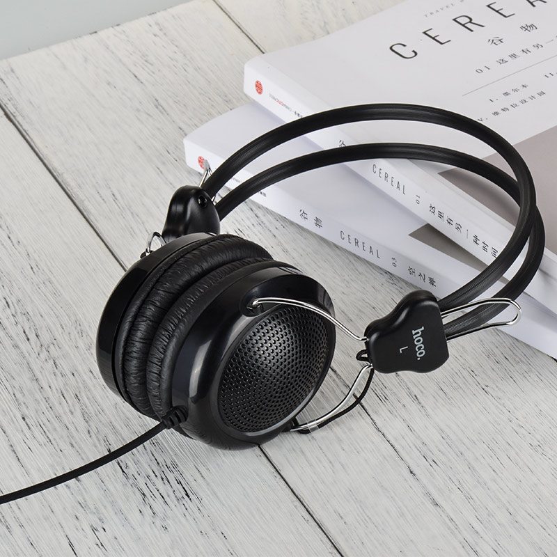 Hoco Wired Headphones “W5 Manno” With Mic Adjustable Head Beam | Black & Blue