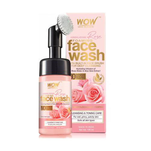 Wow Skin Science Himalayan Rose Foaming with Built-in Face Brush Face Wash   | 150ML