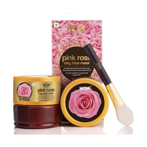 Wow Skin Science Pink Rose Clay Face Mask for Hydrating & Rejuvenating Aging Skin - No Parabens, Sulphate, Mineral Oil & Color | 200ML