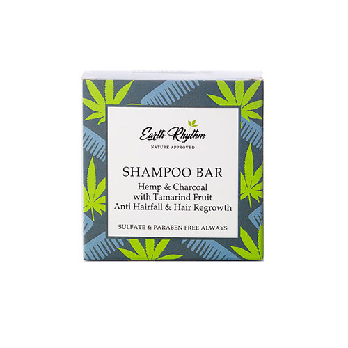 Earth Rhythm Hemp & Charcoal Shampoo Bar With Tamarind Fruit, Anti-Hairfall & Hair Regrowth | 80gm