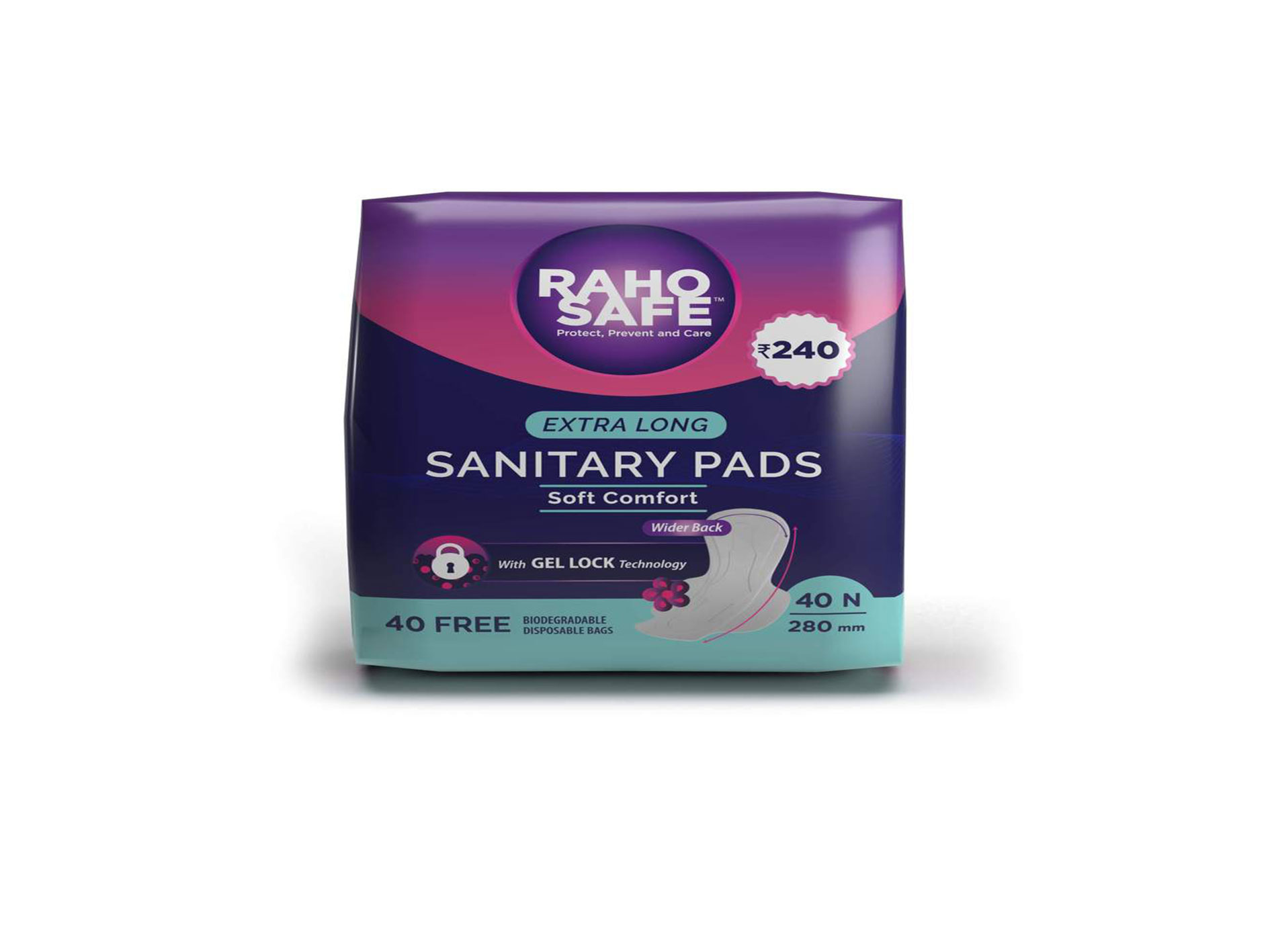 Raho Safe Sanitary Pads - Extra Long 280mm (Pack Of 40)