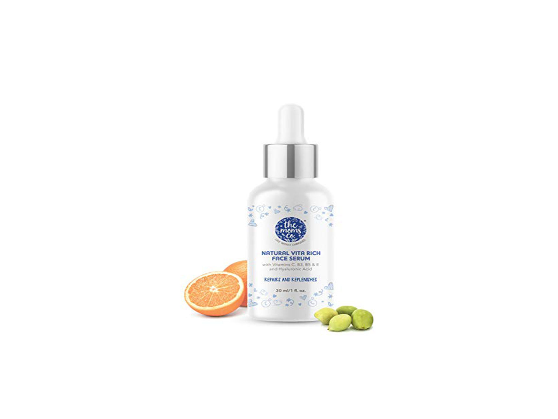 The Moms Co. Natural Vita Rich Face Serum for Deep Hydration,Pigmentation, Fine Lines & Wrinkles with Hyaluronic Acid,Vitamin B3, B5, E (30ml)