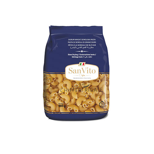 San Vito Durum Wheat Pasta, Chifferi Rigati, 500g