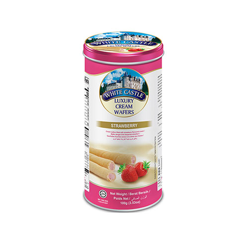 White Castle Luxury Cream Wafers Strawberry Tin, 100g