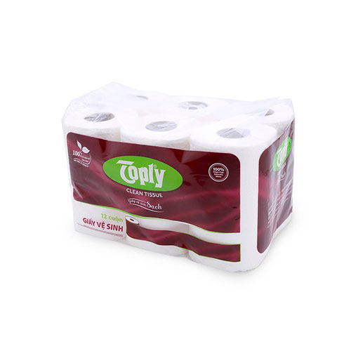 Toply Clean Tissue Premium Toilet Paper 12 rolls & 2 layers