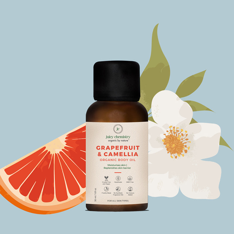 Juicy Chemistry Grapefruit & Camellia Body Oil Organic Hydrating Body Oil - 30ml/1.01 oz