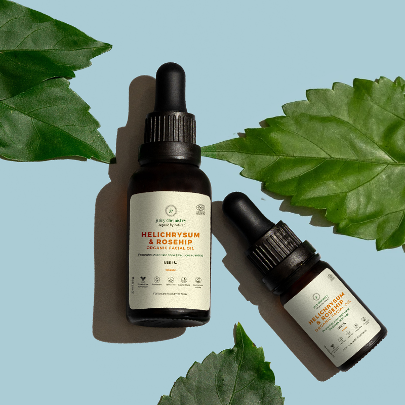 Juicy Chemistry 100% Organic Helichrysum & Rosehip-Anti-Scarring & Pigmentation Control Facial Oil - 10ml