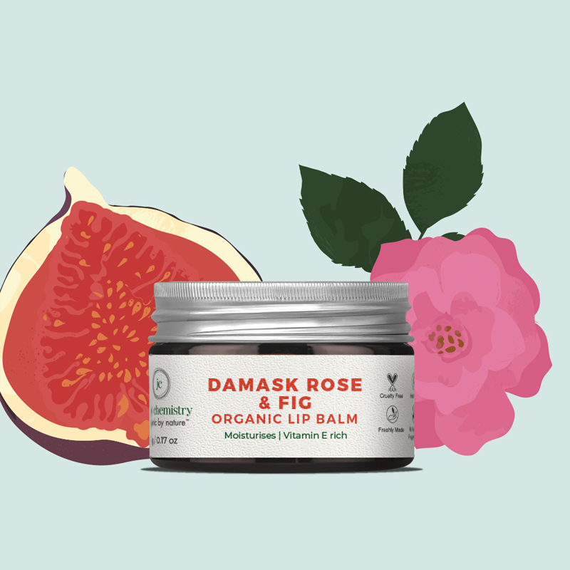 Juicy Chemistry Damask Rose & Fig Organic Lip Balm - For Damaged & Chapped Lips - 5gm/0.17oz