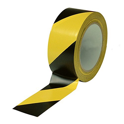 Black & Yellow Hazard Warning Safety Stripe Tape, Ideal for Walls, Floors, Pipes and Equipment, 50m