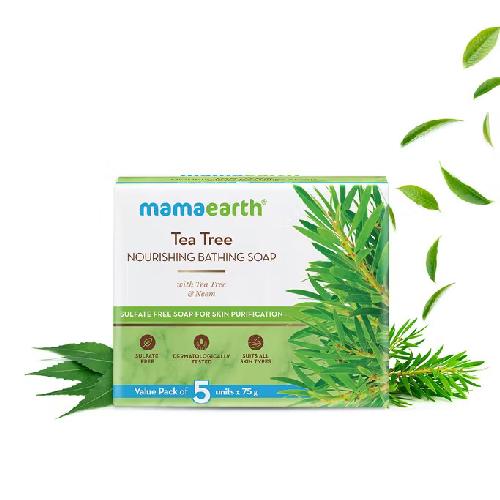 Mamaearth Tea Tree Nourishing Bathing Soap With Tea Tree Sulfate Free Soap For Skin Purification, 375g