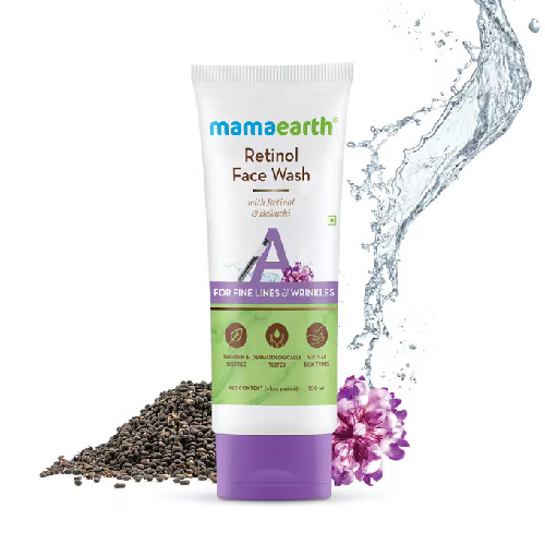 Mamaearth Retinol Face Wash With Retinol And Bakuchi For Fine Lines And Wrinkles, 100ml