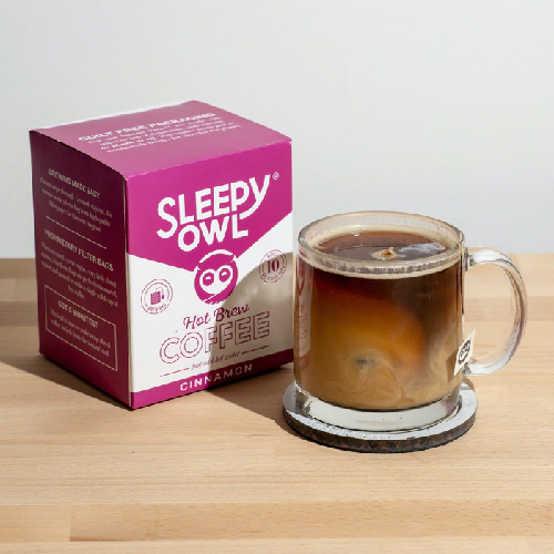 Sleepy Owl Hot Brew Coffee (Pack of 10 Coffee Bags) - Cinnamon