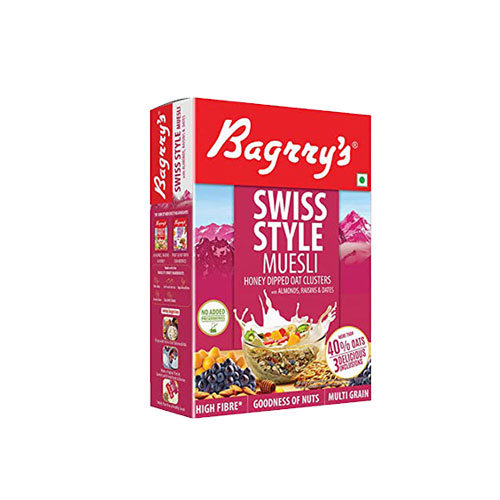 Bagrrys Crunchy Muesli, Swiss Style Honey Dipped Oat Cluster With Almond And Raisins, 500g