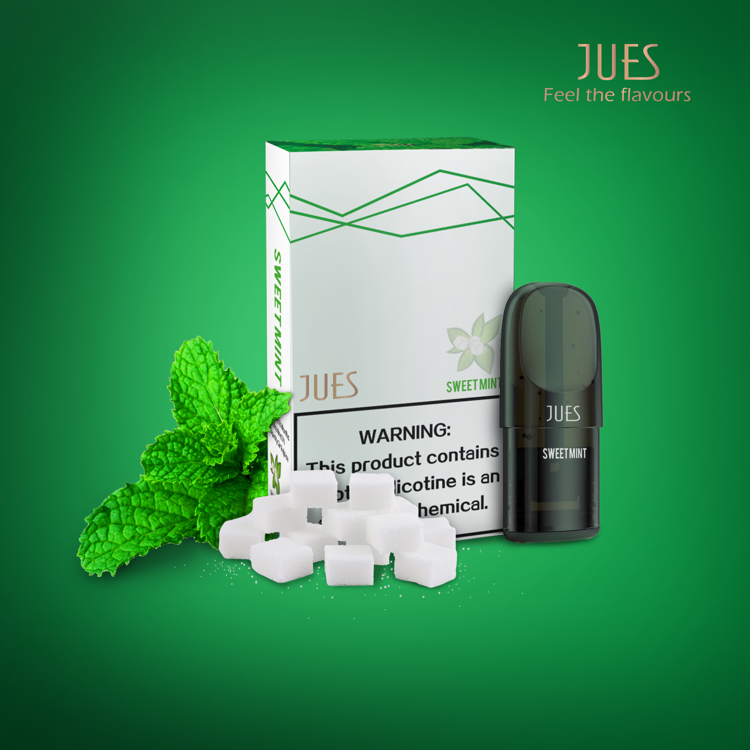 Jues Nicotine Vape Pod - Sweet Mint, 2ml