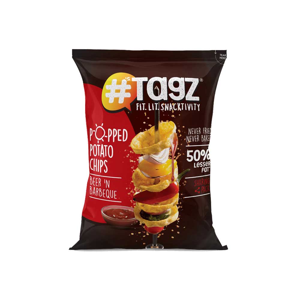 Tagz Popped Potato Chips - 50% Less Fat - 42g - Beer & Barbeque