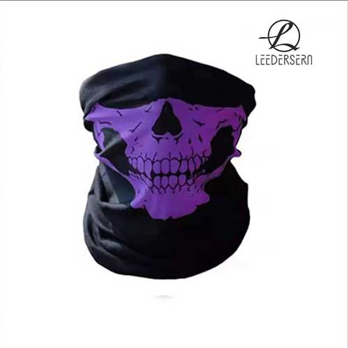 Wind Proof Biker Mask - Skull - Purple