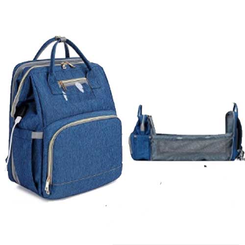 Living Traveling Share - 3 in 1 Portable Baby Diapers Backpack with Diaper Changing Pad Multifunction Foldable Baby Bed - Light Blue