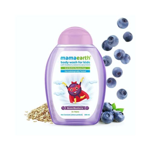 Mamaearth Body Wash For Kids With Blueberry Extract And Oat Protein, Sls/sles And Paraben Free, Dermatologically Tested, Brave Blueberry - 300ml