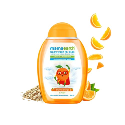 Mamaearth Body Wash For Kids With Orange Extract And Oat Protein, Sls/sles And Paraben Free, Dermatologically Tested, Original Orange - 300ml