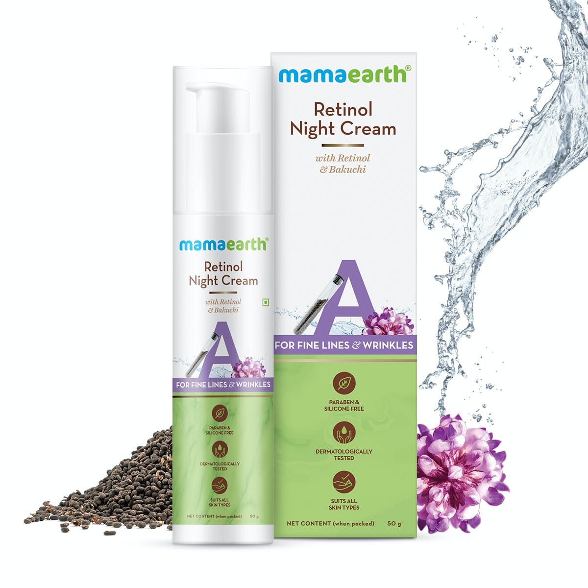 Mamaearth Retinol Night Cream With Retinol And Bakuchi For Fine lines and wrinkles - 50g