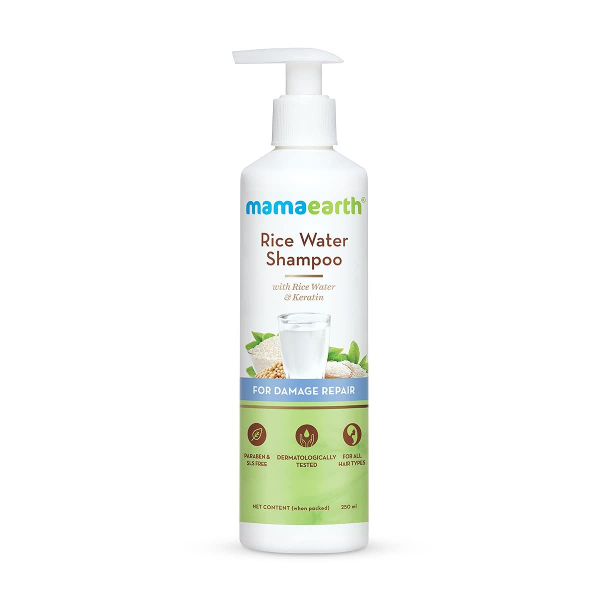 Mamaearth Rice Water Shampoo With Rice Water And Keratin For Damage Repair - 250ml