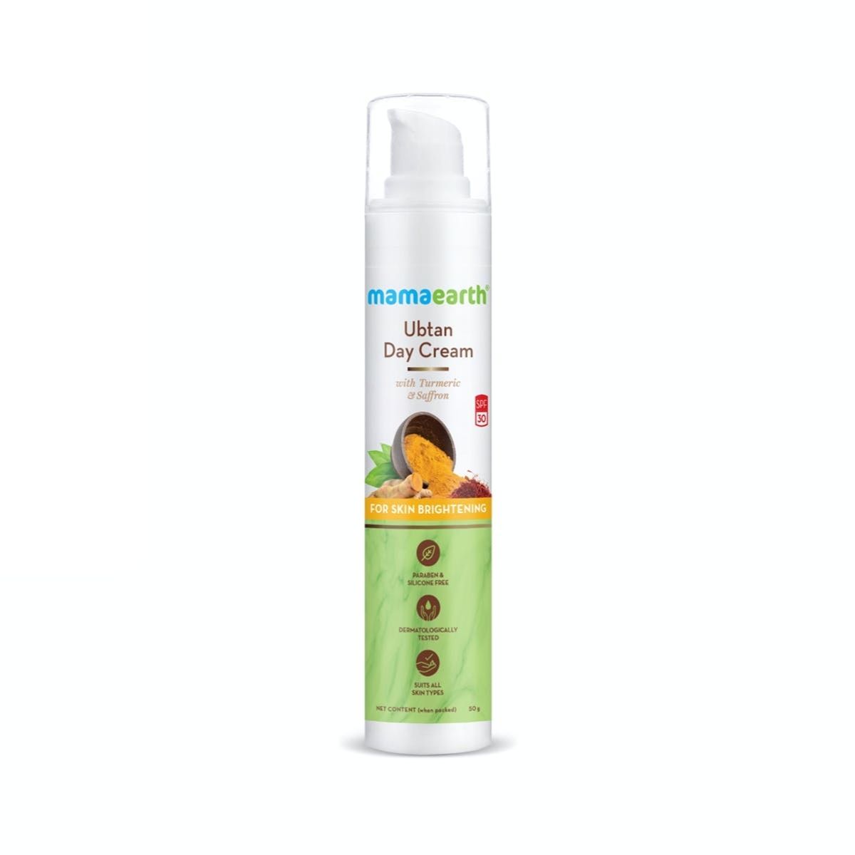 Mamaearth Ubtan Day Cream With Turmeric And Saffron For Skin Brightening - 50g