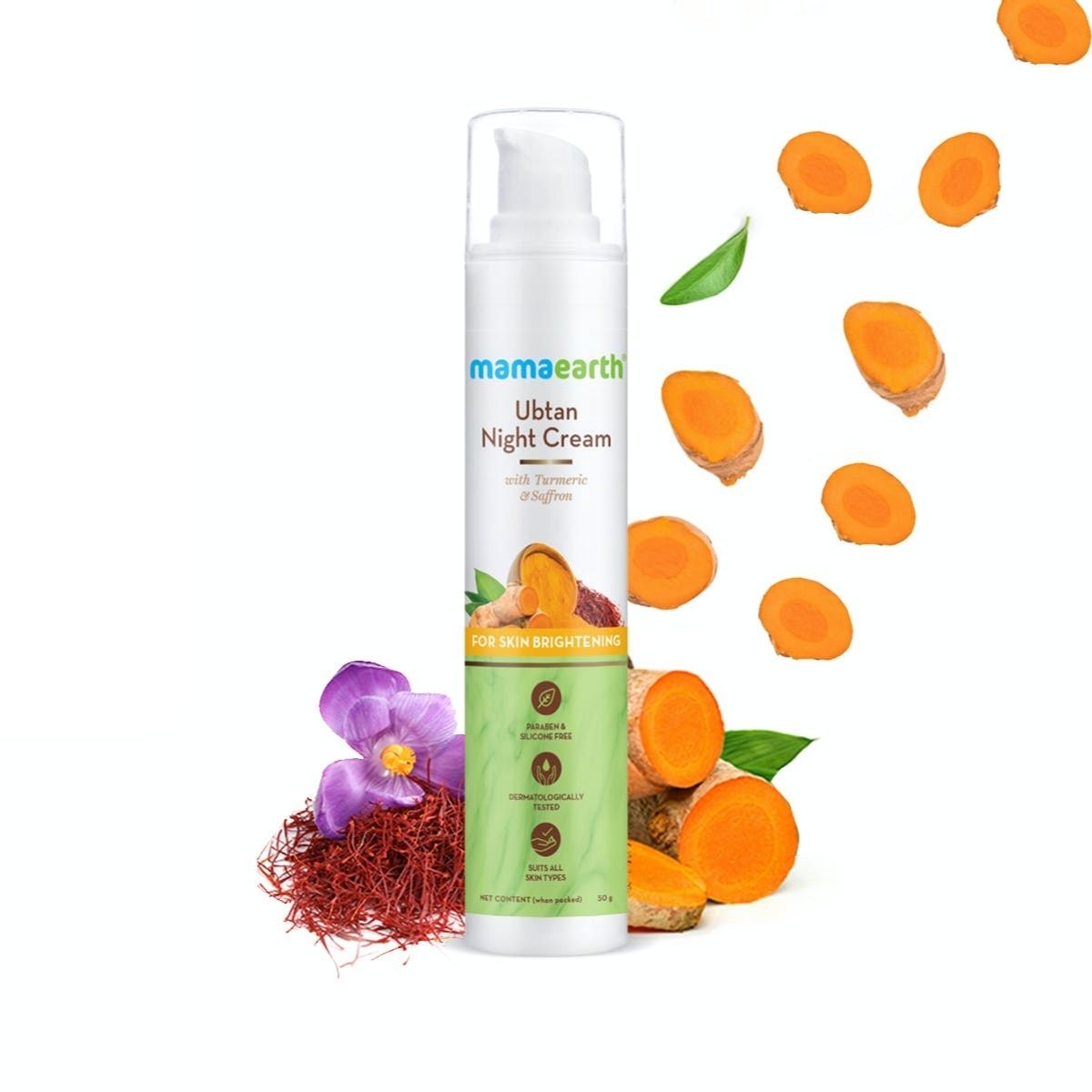 Mamaearth Ubtan Night Cream With Turmeric And Saffron For Skin Brightening - 50g