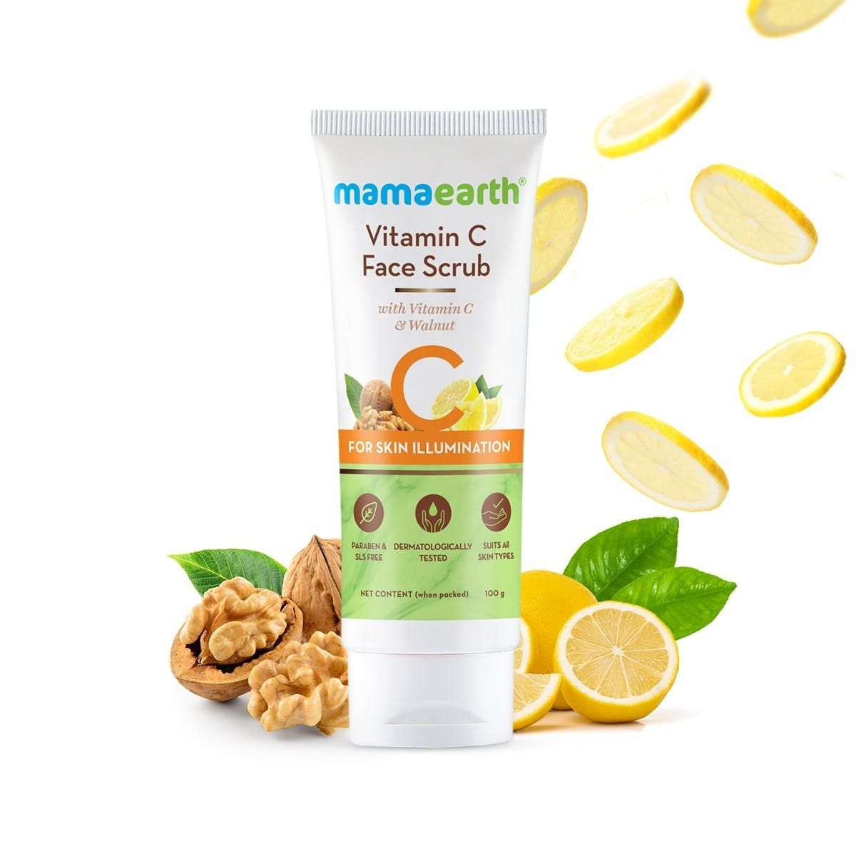 Mamaearth Vitamin C Face Scrub With Vitamin C And Walnut For Skin illumination,100g